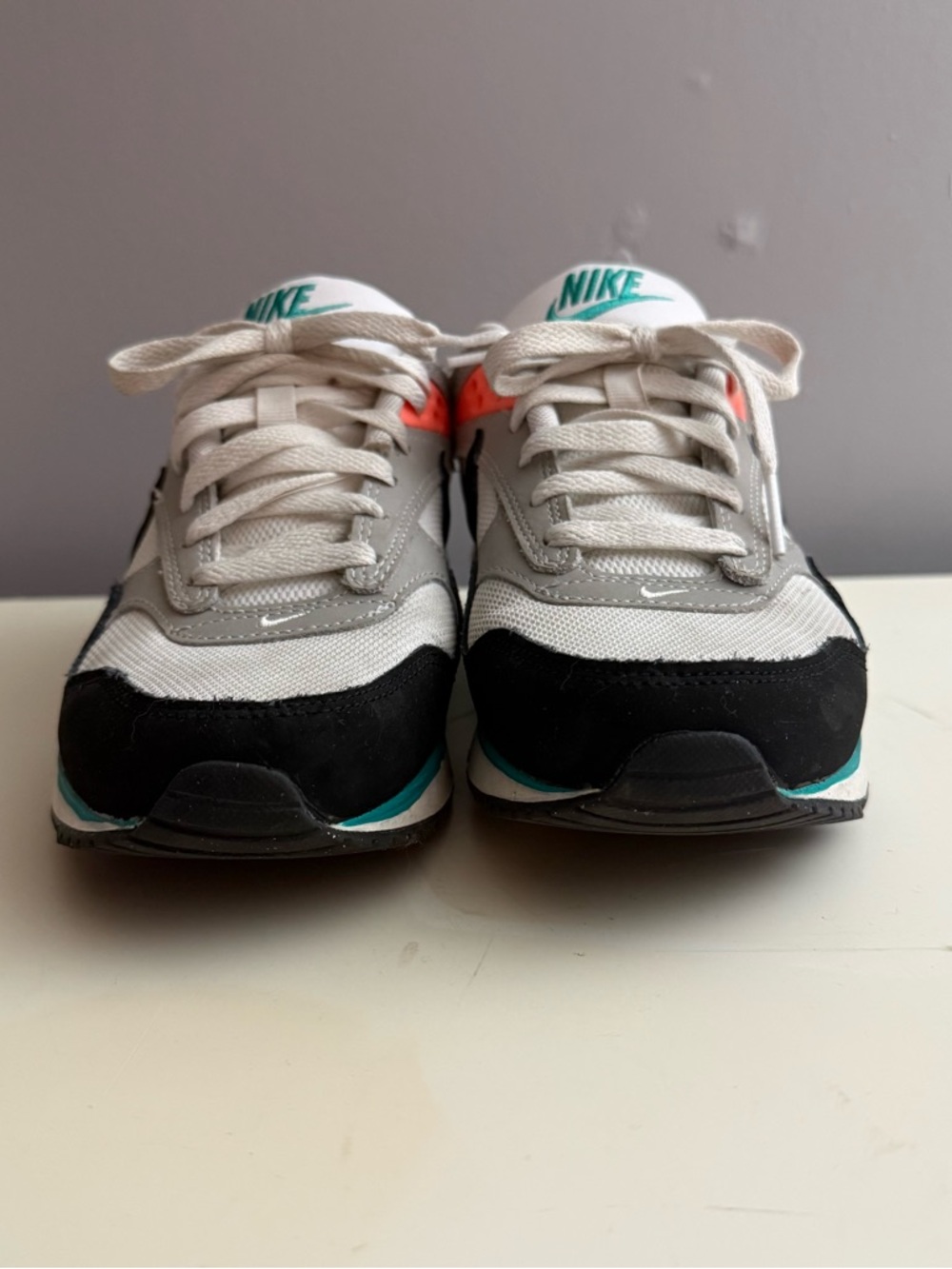 Nike White, Black & Teal Air Max Sneakers with Coral Accents - Picture 2 of 10